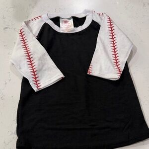 Kids Long Sleeve Baseball Tee - Black and White